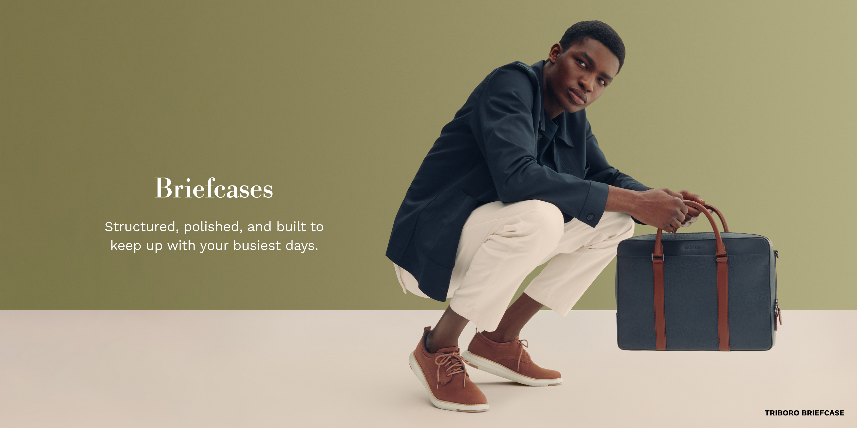 COLE HAAN ブラウン レザー ビジネスバッグ Cole Haan コールハーン レザーハンドバッグ ダークブラウン