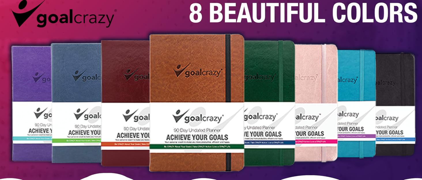Goal Crazy Undated Planner 90 Day Guided Journal, 2023 2024 Weekly Organization