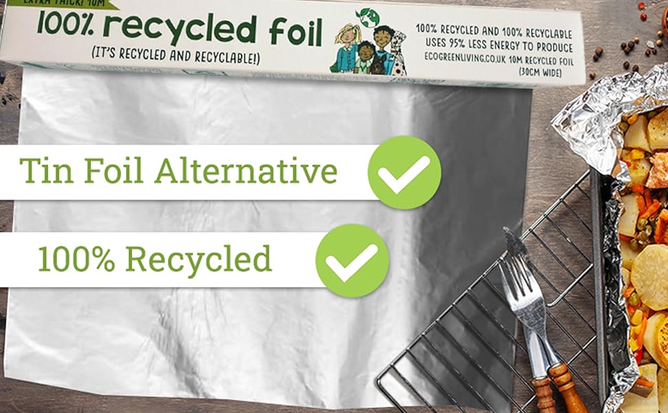 EcoGreenLiving Aluminium Foil 3 Rolls 30cm x 10m Made from 100