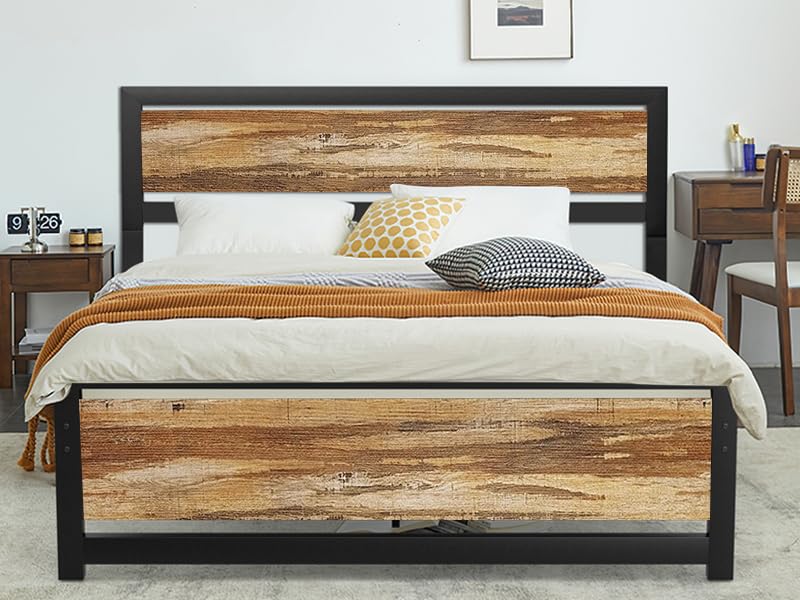 Pliwier Queen Bed Frame with Headboard, Queen Size Bed