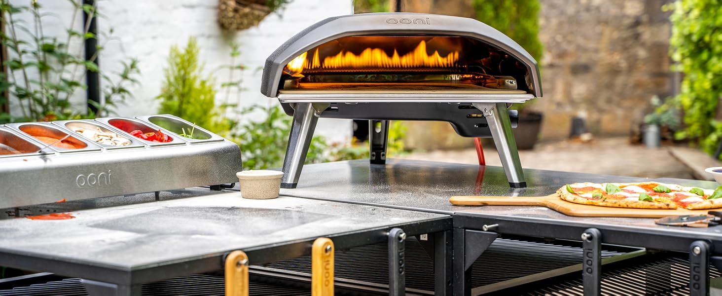 Ooni Large Modular Table Pizza Oven Table Cart, Metal Stainless Steel