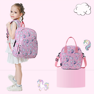 Girls Backpack and Lunch Bag Set