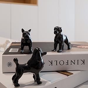 EASCHEER Ceramic Dog Statue Sets Small Animal Figurine Home