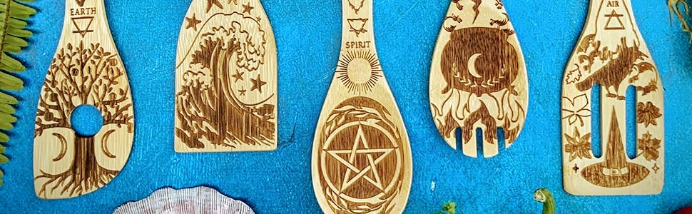 Premium quality, durable engraved wooden Utensil set.