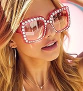 Armear Trendy Rhinestone Square Sunglasses Women Oversized Crystal Frame Designer Gradient Lens E...