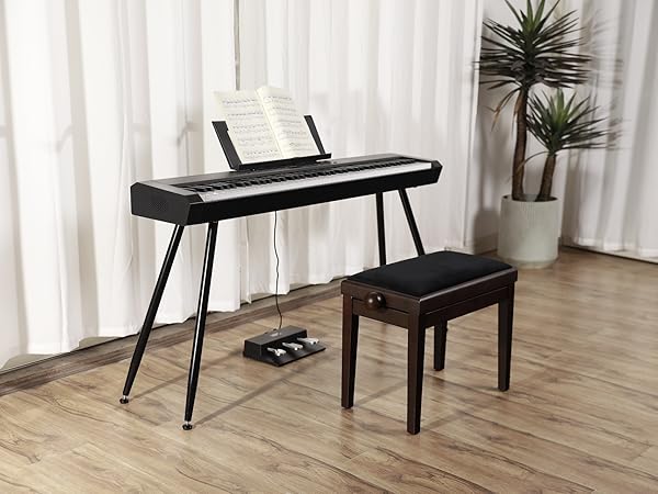 Amazon | Starfavor 電子ピアノ 88 鍵盤は (ブラウン, 140×38.5