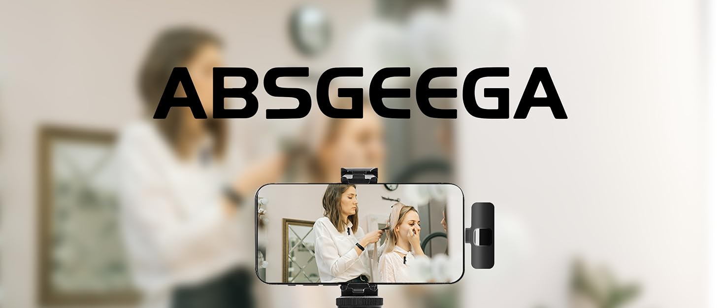 ABSGEEGA Wireless USB Lavalier Lapel Microphone for iPhone& iPad& Android Phones
