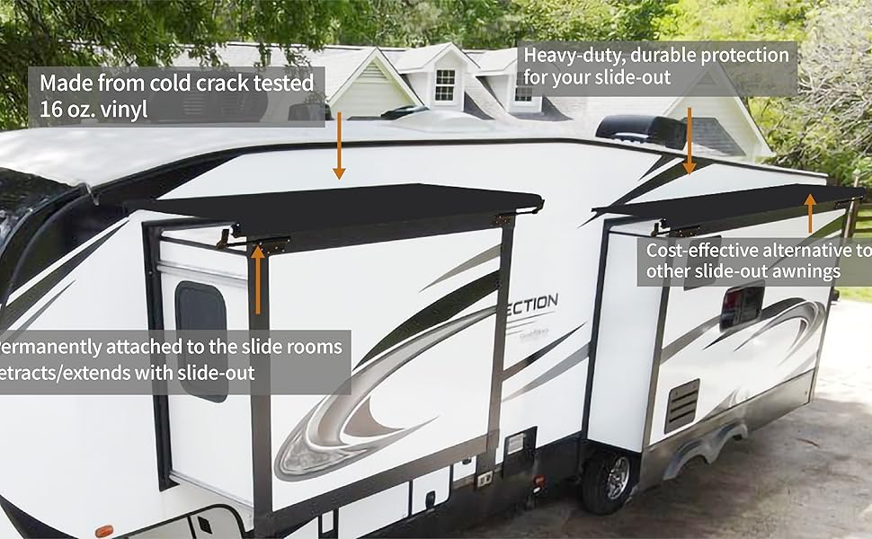 Awnlux Black Modular Slide Topper Awning Slide Out Protection for RVs