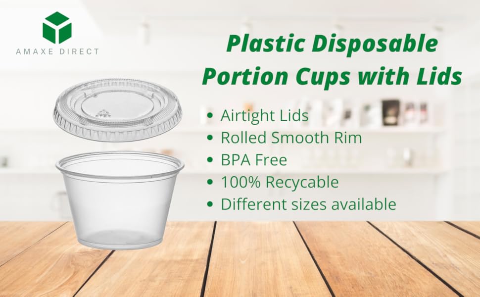 Amaxe Direct 200 Sets 2 oz. Plastic Disposable Portion Cups with Lids