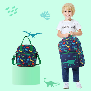 Dinosaur lunch bag and backpack