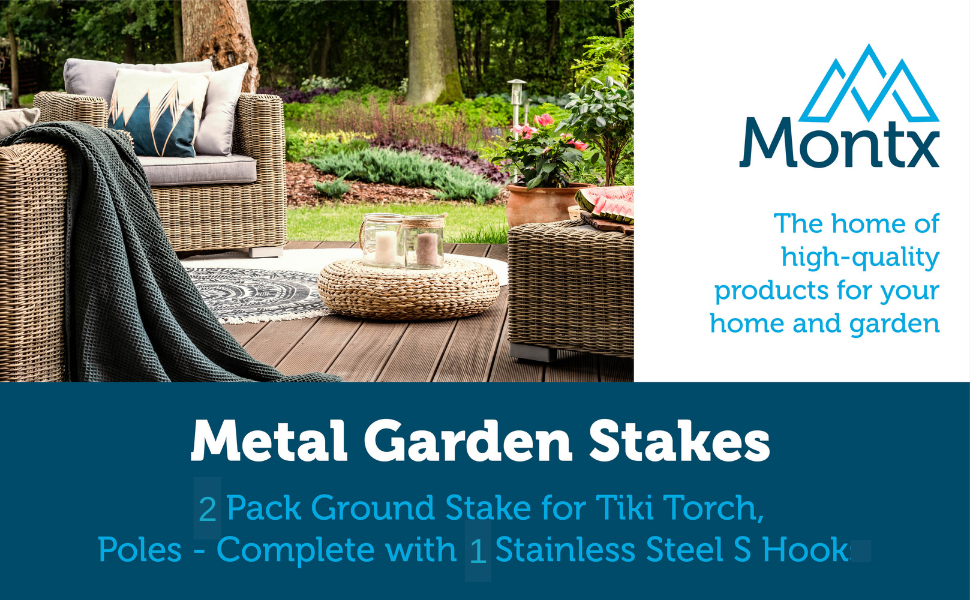 MONTX® Steel Torch Stakes 2 Pack Heavy Duty Outdoor Torch Stand Stake