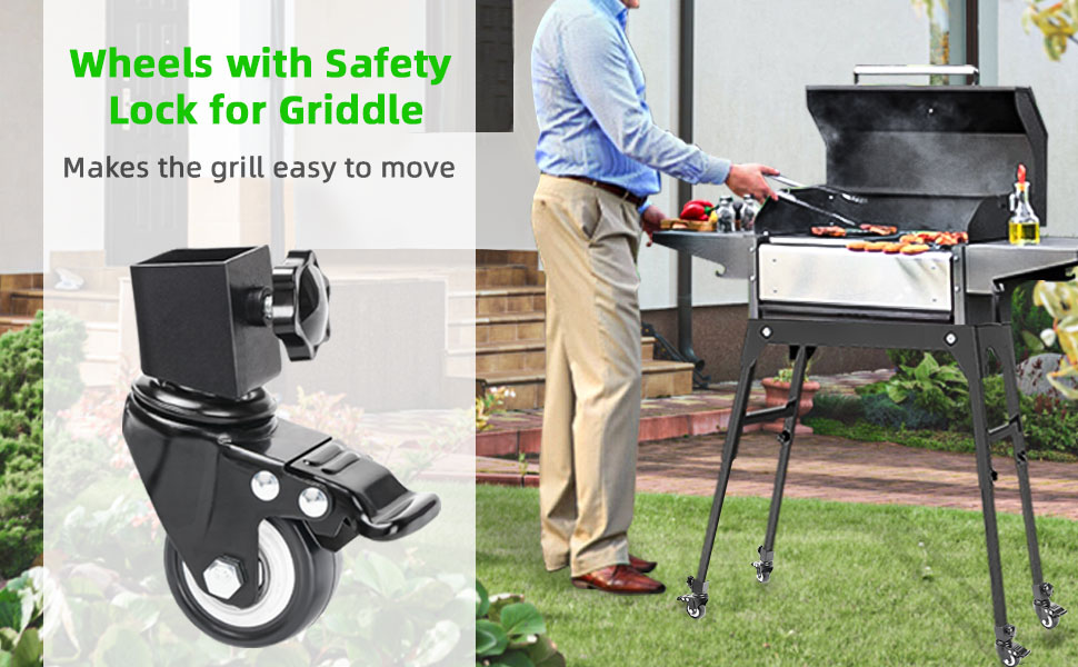 4 Pack Wheels with Safety Lock for Blackstone Griddle 2