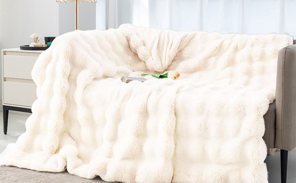 Luxury Plush Throw Blanket 51×63in Super Soft Faux Fur Throw Blanket