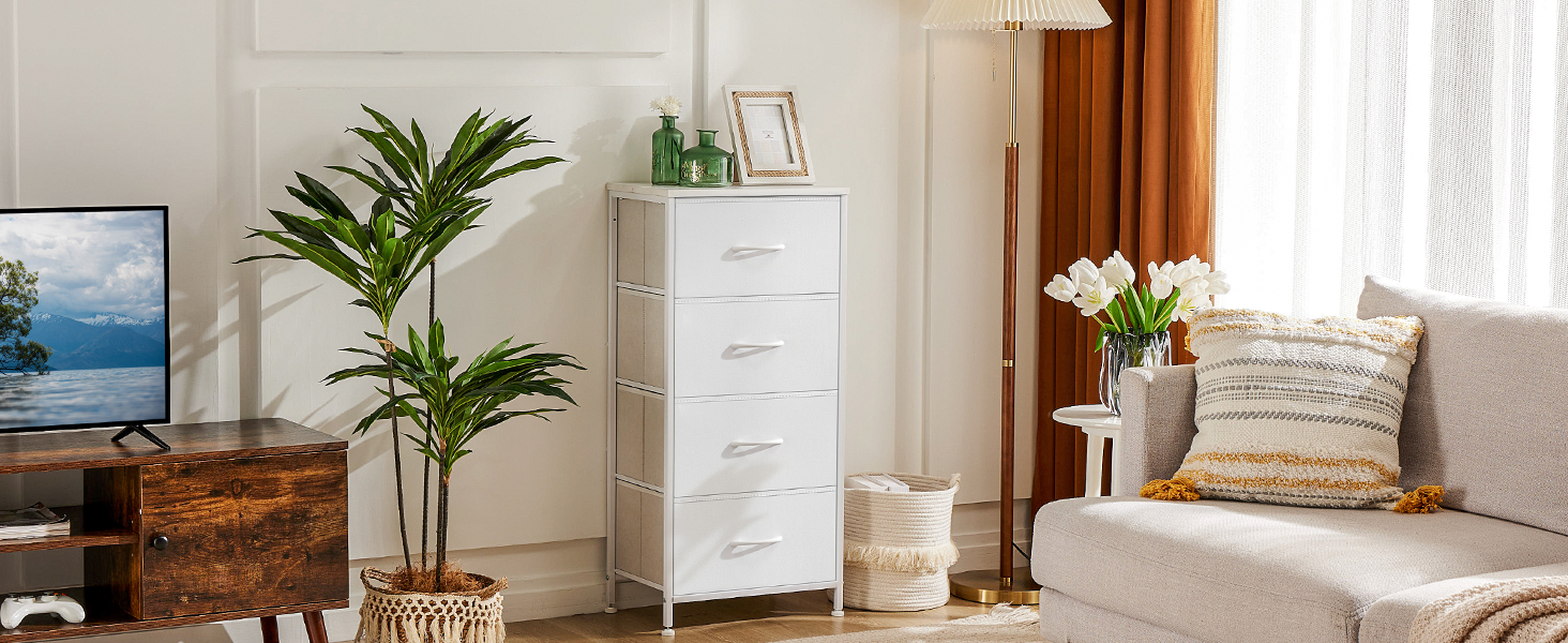 DUMOS Dresser for Bedroom 4 Storage, Tall Fabric Closet