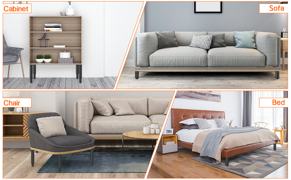 HUMOKI 4PCS Furniture Legs, Adjustable Support Leg Black, Adjustable Heavy Duty Legs 20cm, Metal Furniture Legs, Furniture Support Foot, for Sofa Table Chair Desk Kitchen Cupboard Cabinets, 20-37cm 17 adjustable furniture supporting leg adjustable legs for bookcase adjustable legs for headboard