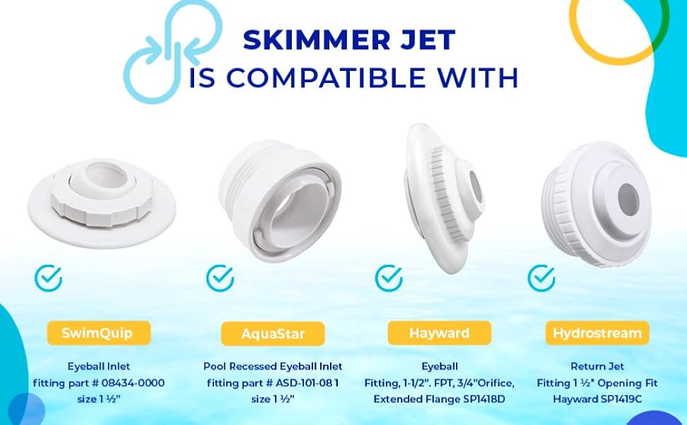 DANMAR Directional Pool Skimmer Jet Return Nozzle, Fits