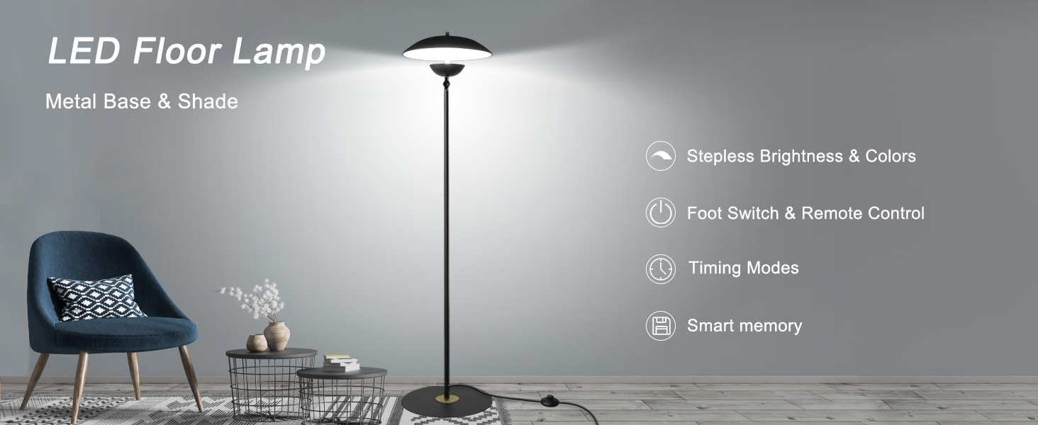 tall black floor lamp with remote