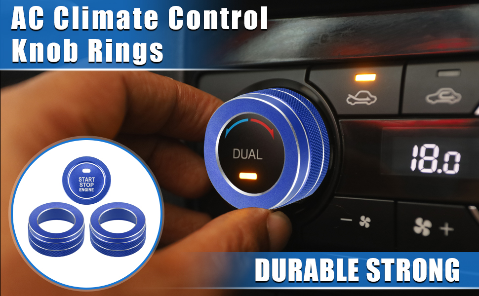 VekAuto 4 Pcs AC Climate Control Knob Rings Compatible for