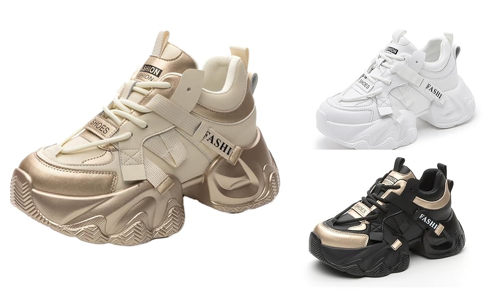 Amazon.com | AlkYutd Women's Lace-Up Chunky Sneakers Casual