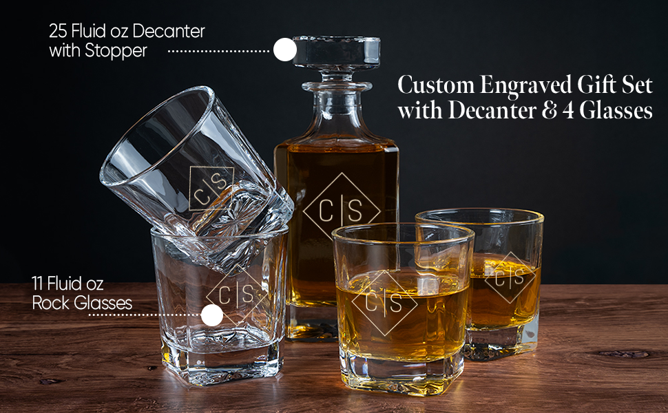 Sodilly Whiskey Decanter Sets for Men Women Personalized