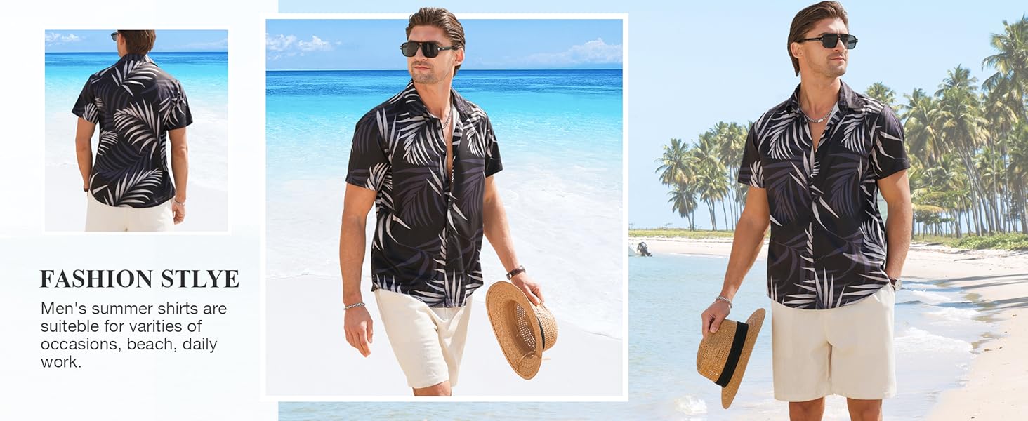 Black Leaves Beach Shirts