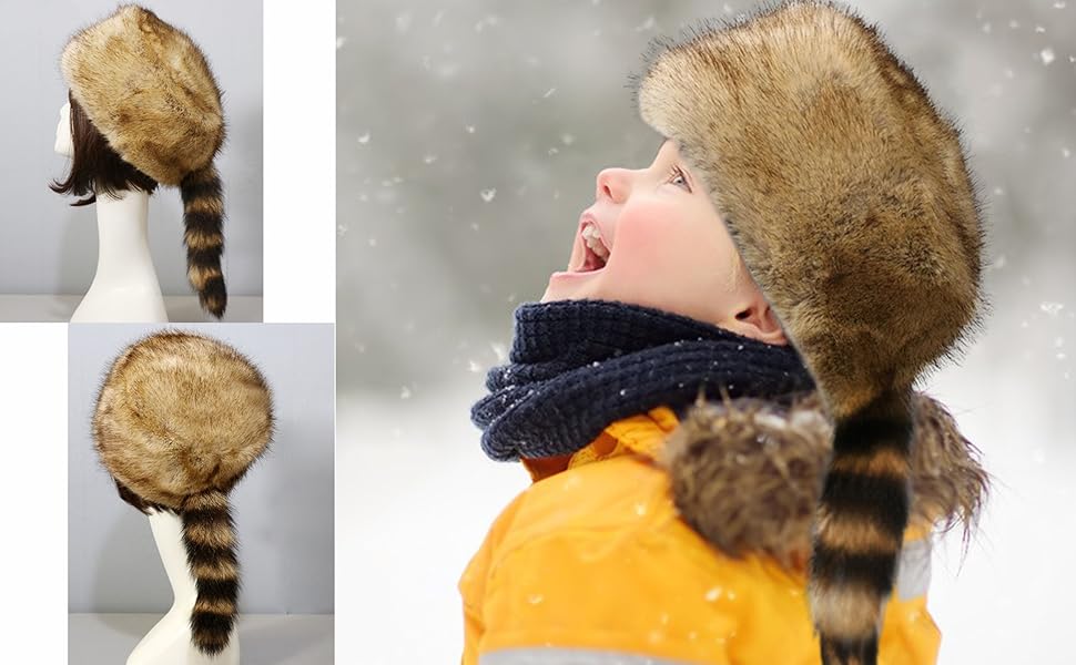 Amazon.com: Altsuceser Cossack Style Faux Fur Raccoon Tail