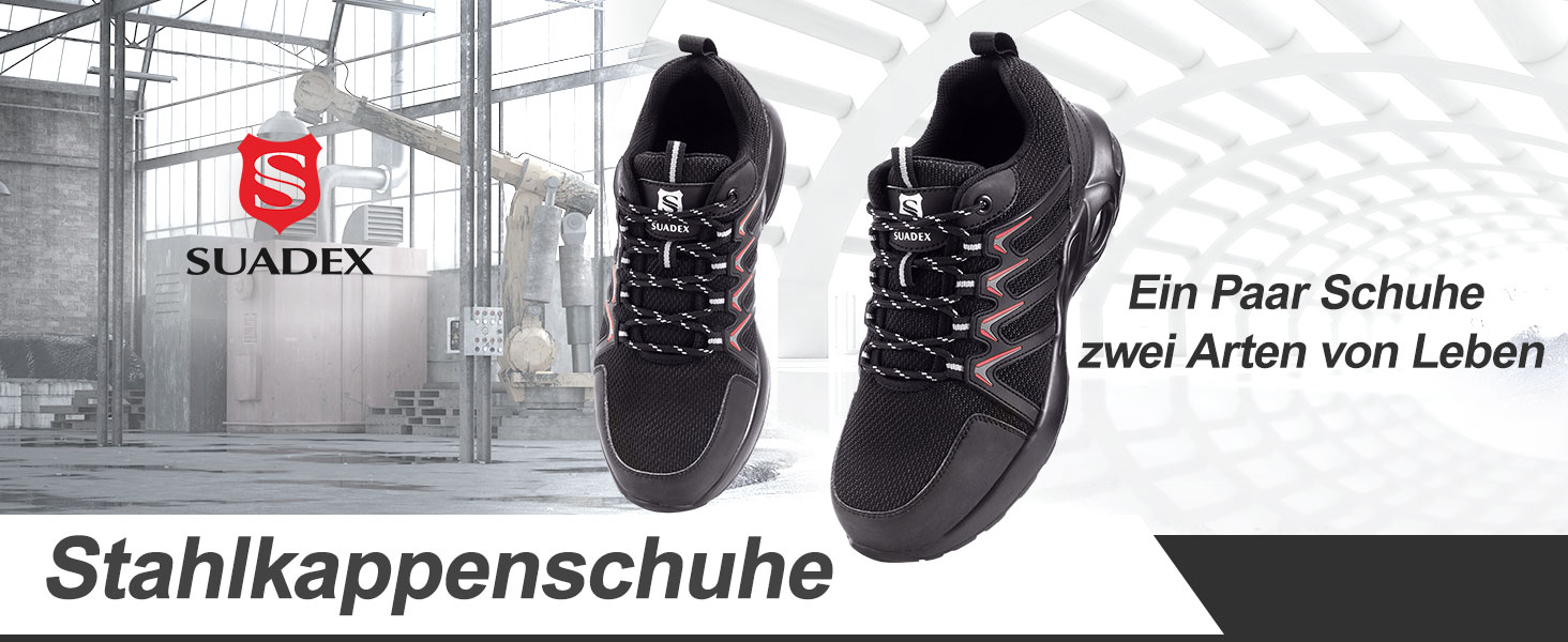 SUADEX Arbeitsschuhe Herren Leicht Sportlich Sicherheitsschuhe Damen Atmungsaktiv mit Stahlkappe