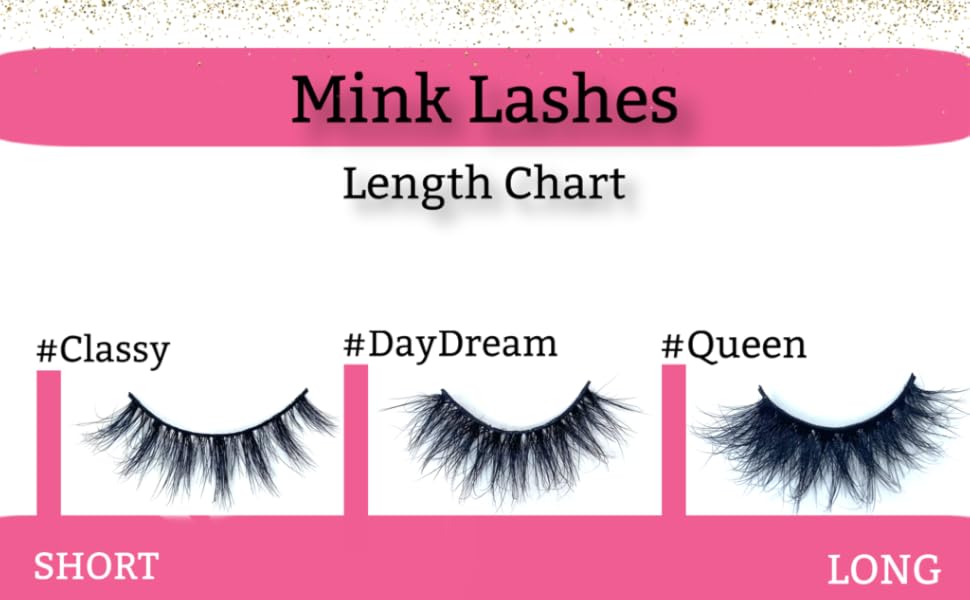 Rozz's mink lashes length chart