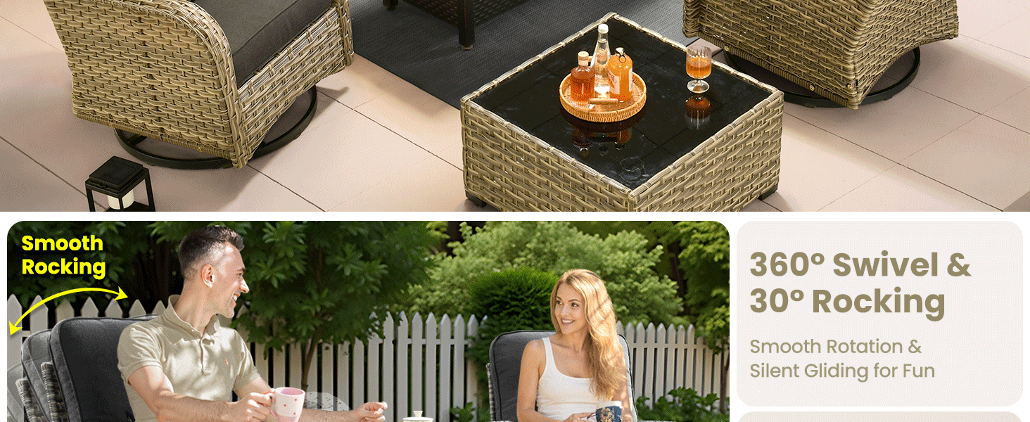 patio outdoor furniture set  rattan sofa porch modern comfy