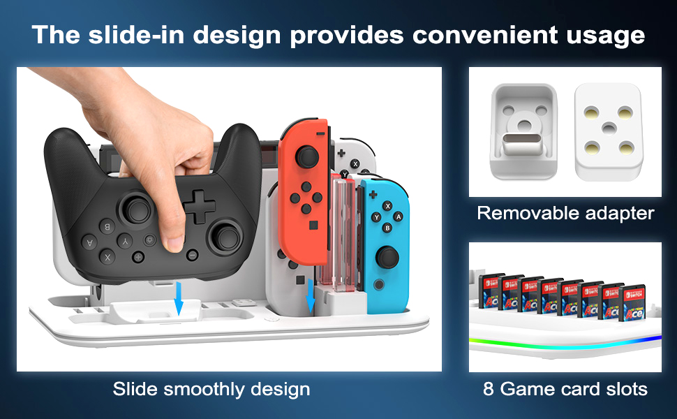 RGB Switch Controller Charger for Nintendo Switch & OLED with Led Light