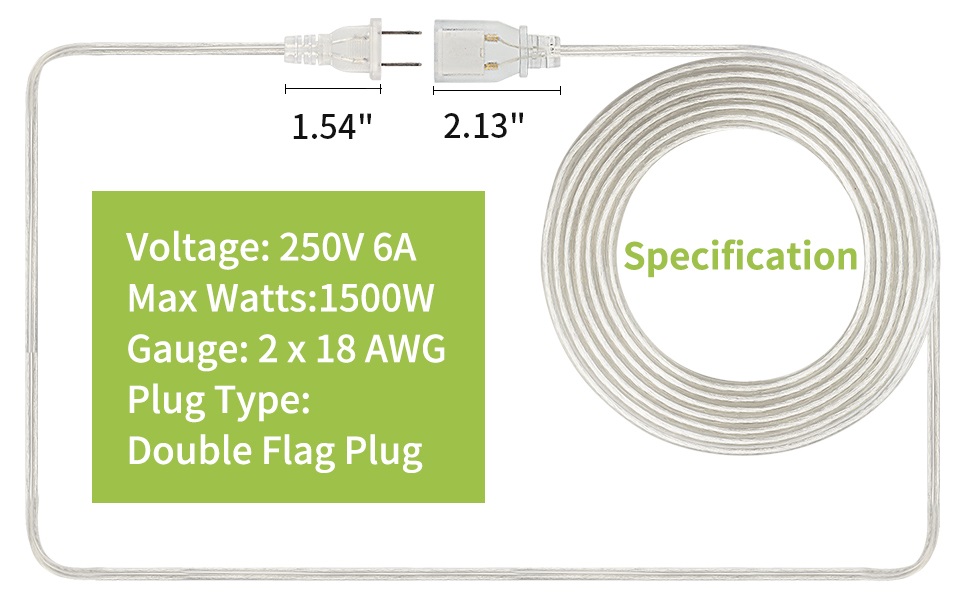 Clear Extension Cord 10 Ft, 2 Pack Clear Extension Cord