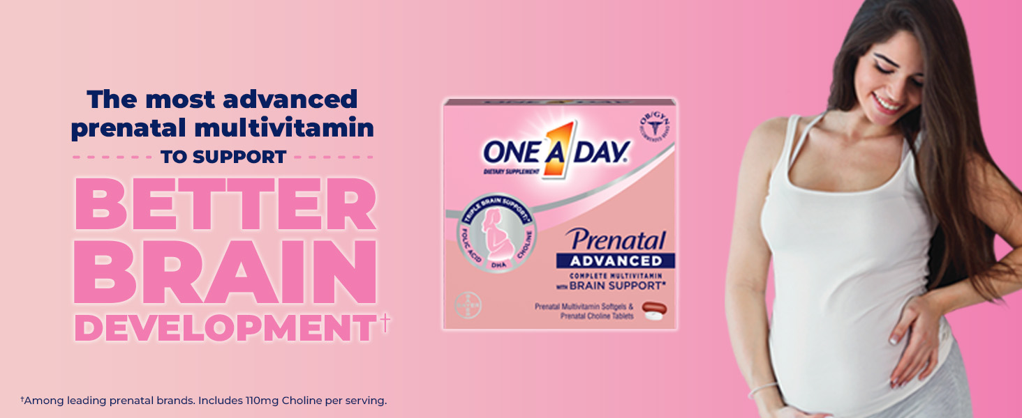 The most advanced prenatal multivitamin† with Folic Acid DHA Choline 