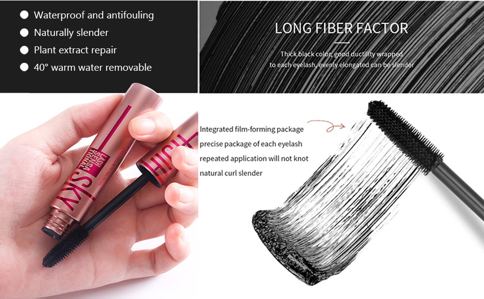 4D silk fiber mascara with perfect waterproof effect. Create exquisite makeup