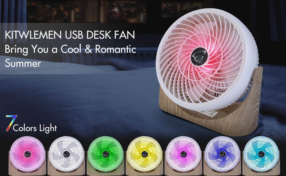 KITWLEMEN USB Desk Fan with Remote, 8 inch Portable Table