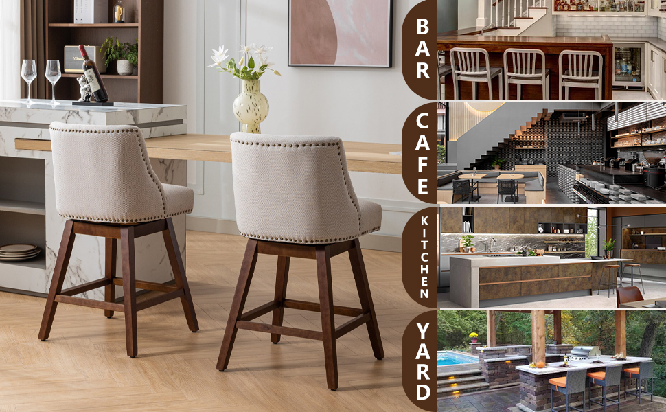 cinkehome Swivel Counter Height Bar Stool with Back Set of
