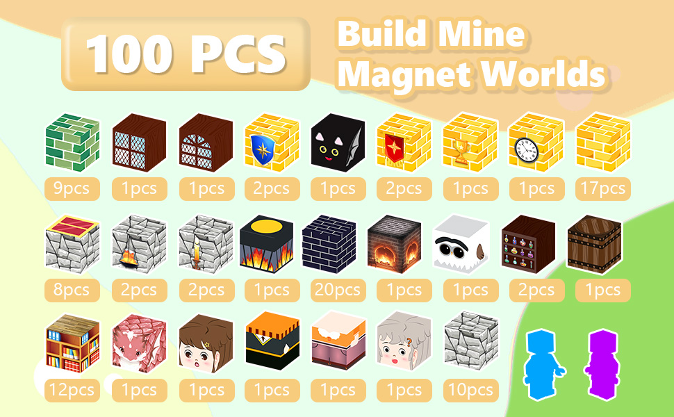 Kieacos Magnetic Blocks, 100PCS Game-Based Magnetic Building Tiles for Kids, Toddler STEM Toys Montessori Sensory Building Blocks for 3-5 6-8 9-12 Year Old Boys & Girls 21 Magnetic Tiles Building Blocks Toddler Toys