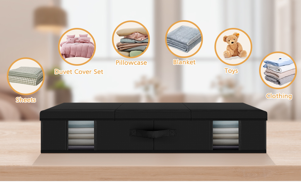 Eurhomewit Under Bed Storage Box with Lid, Foldable Underbed Storage