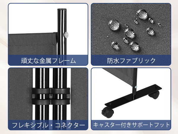 パーテーション 間仕切り 4連 自立式 カバーストリップ付き 衝立 Amazon｜KELIXU パーテーション 間仕切り 4連 自立式 カバー