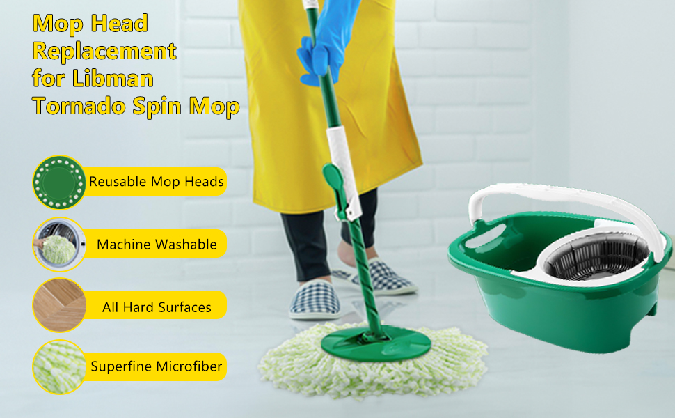 4 Pack Mop Head Replacement Pads for Libman Tornado Spin
