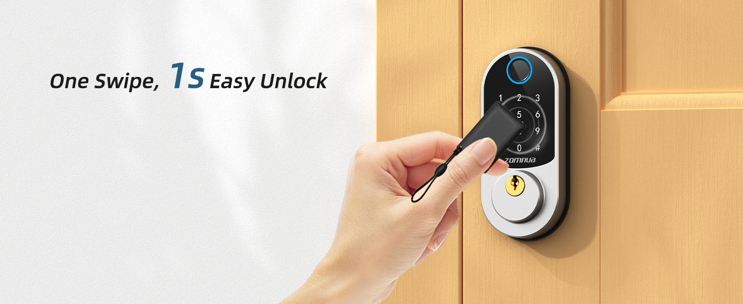 Keyless Entry Door Lock, Zomnua Fingerprint Smart Door Locks with Keypads, Digital Biometric