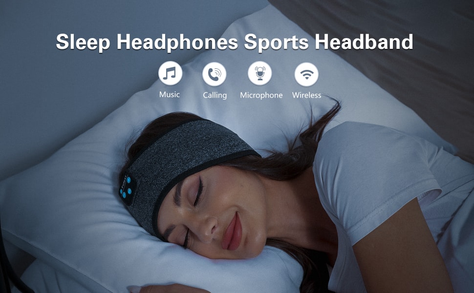 Sleep Headphones Bluetooth Headband, Voerou Wireless Sleeping Headphones Earbuds Sleep Mask with