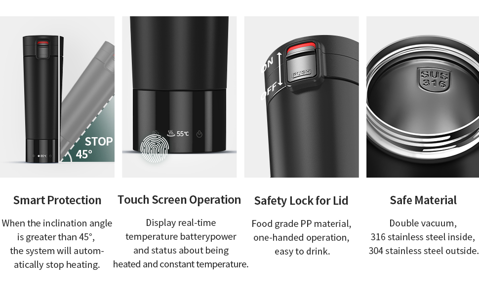 EAST MOUNT Heated Coffee Mug, Temperature Control Smart
