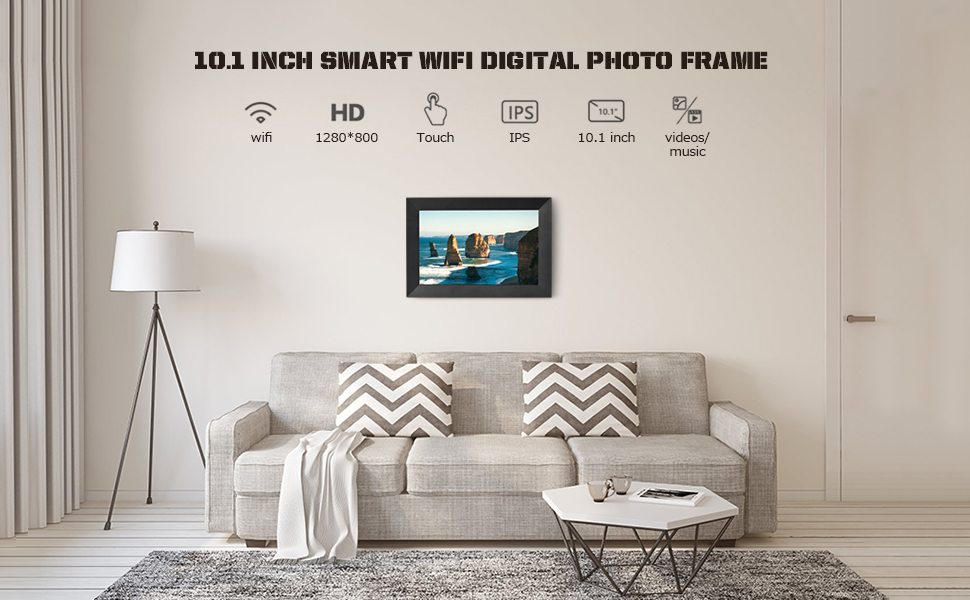 Andoer 10.1 Inch Digital Photo Frame, Smart WiFi Photo Frame Digital, Picture Frame