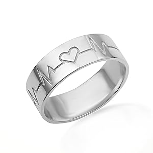 Amazon.com: .925 Sterling Silver Heartbeat Lifeline Band
