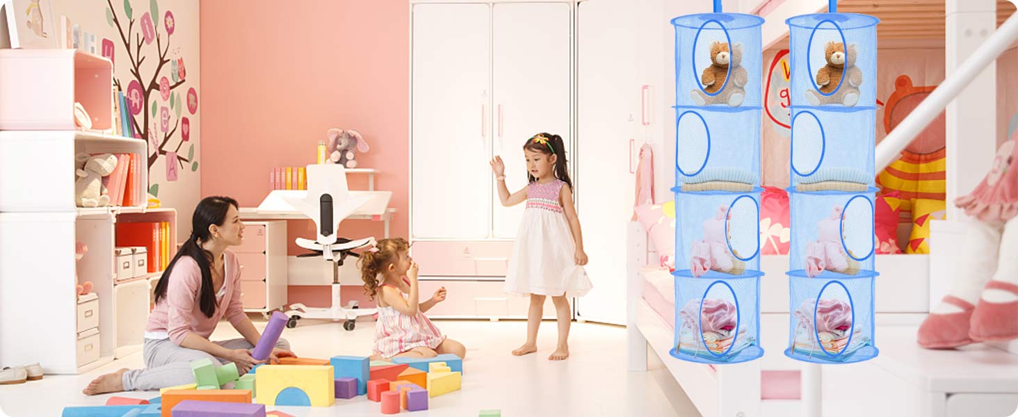 LIVEHITOP Hanging Toy Storage 4 Tier, 3 PCS Foldable Save Space Teddy