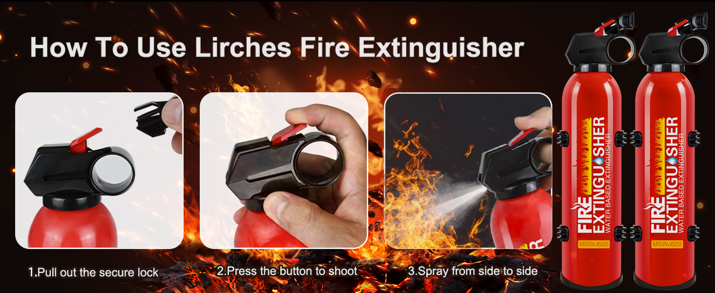 6 Pack Fire Extinguisher for Home with Wall Mount 620ml Portable Fire