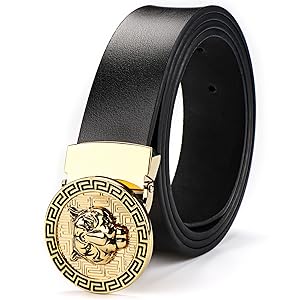 JEKIXHUA Men's Luxury Gold Tiger Buckle Cowhide Leather