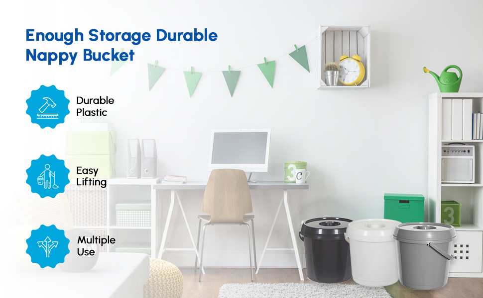 ACCURATE 14 Litre Nappy Bucket with Lid (CREAM) Amazon.co.uk Home