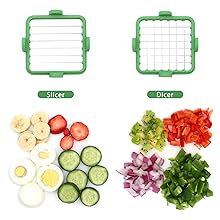 2 different kinds of blades let you cut vegetables or fruits. Food can be cut into different shapes.