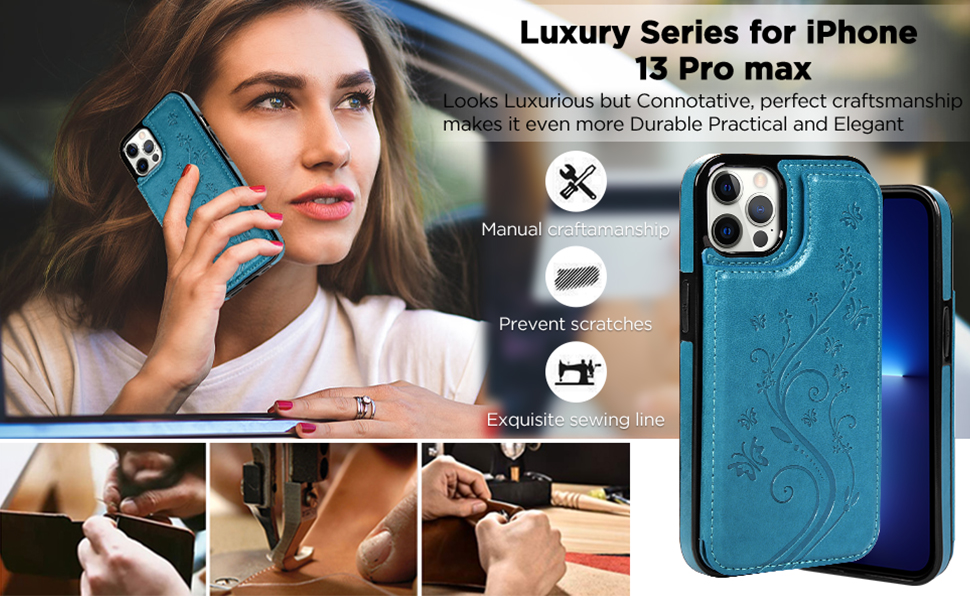 Compatible with iPhone 13 Pro Max Flip Case, Wallet Case